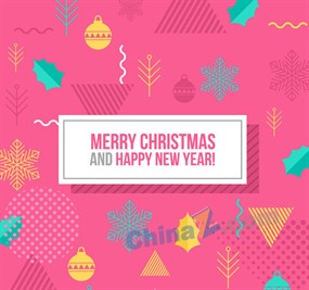 圣诞节和新年贺卡矢量图